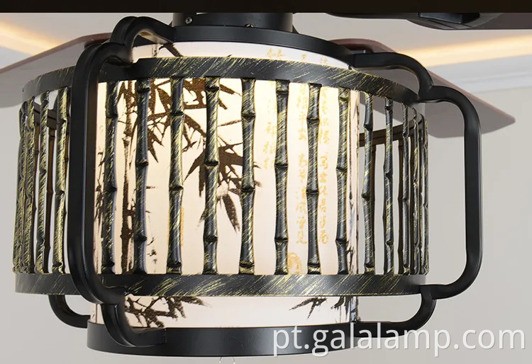 Lâmpada de ventilador de teto chinês vintage para salas de vida e jantar